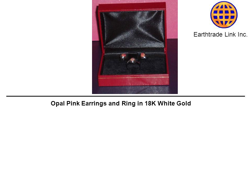 Earthtrade Link Inc. Opal Pink Earrings and Ring in 18K White Gold