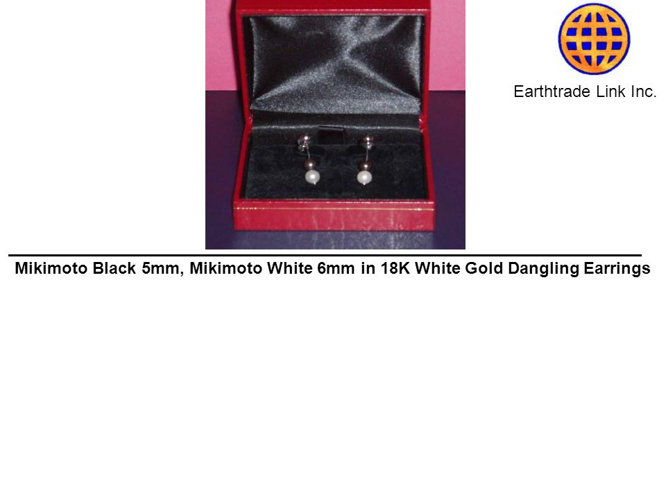 Earthtrade Link Inc. Mikimoto Black 5mm, Mikimoto White 6mm in 18K White Gold Dangling Earrings