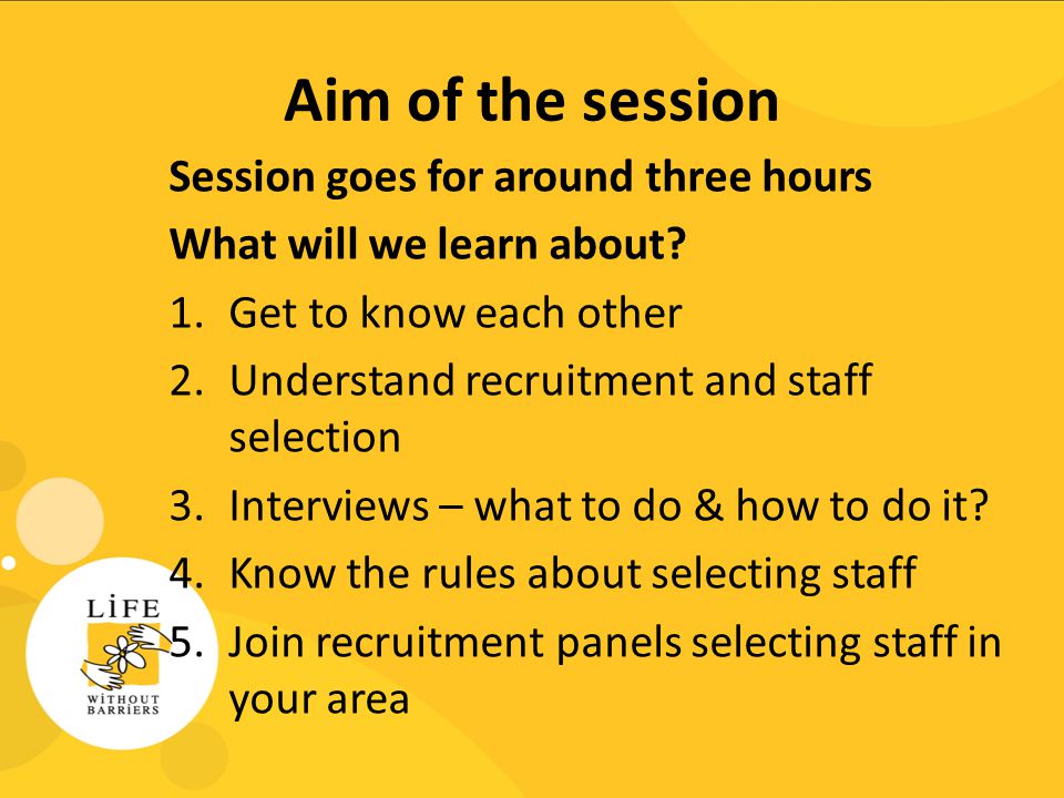 Aim of the session Session goes for around three hours What will we learn about.
