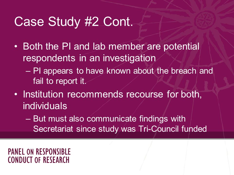Both the PI and lab member are potential respondents in an investigation –PI appears to have known about the breach and fail to report it.