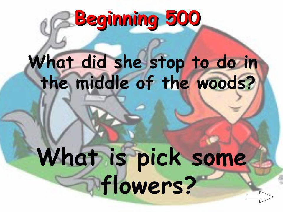 Beginning 400 What did her mother tell her NOT to do while going to grandmas.