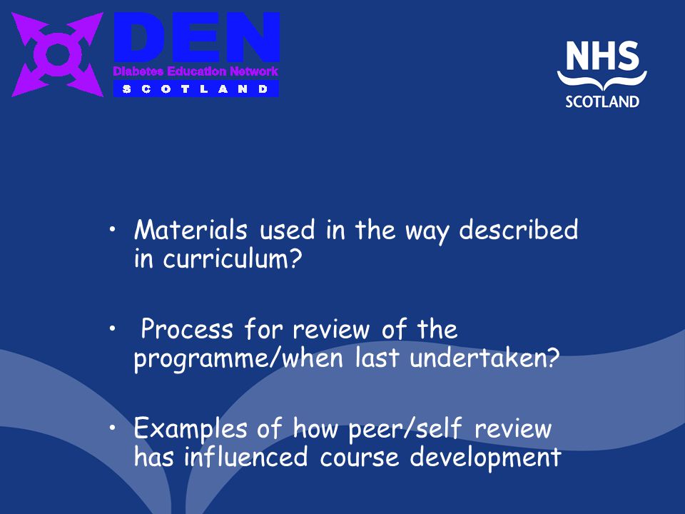 Materials used in the way described in curriculum.