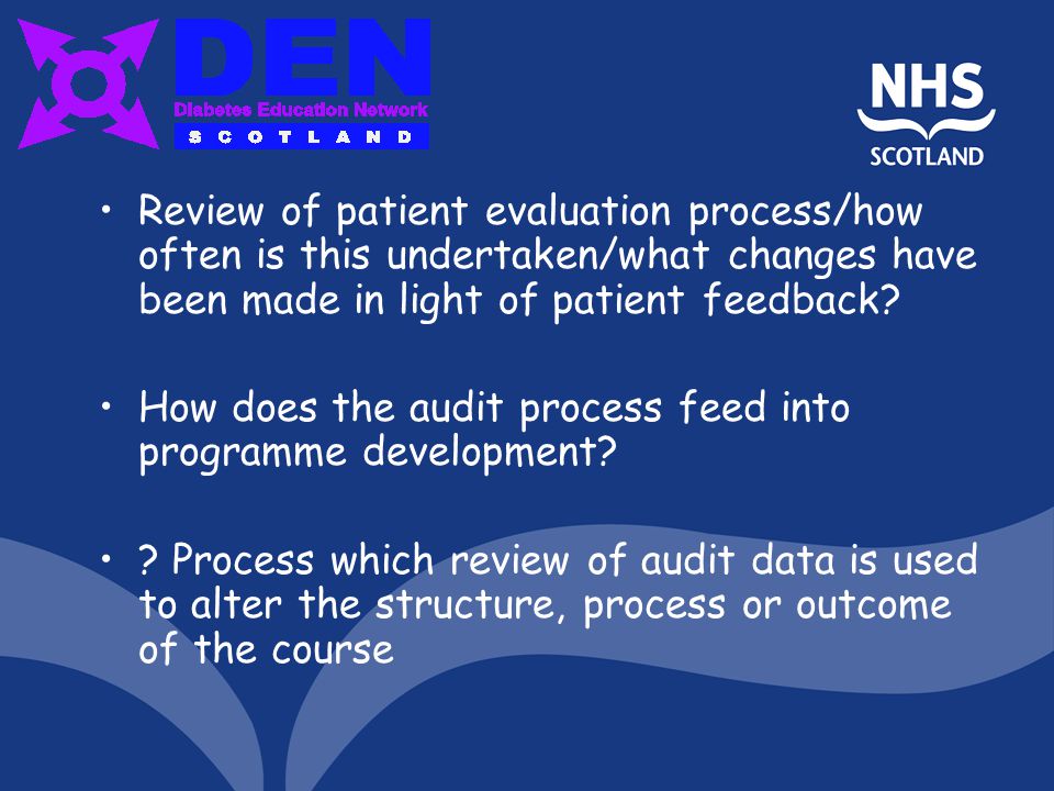 Review of patient evaluation process/how often is this undertaken/what changes have been made in light of patient feedback.