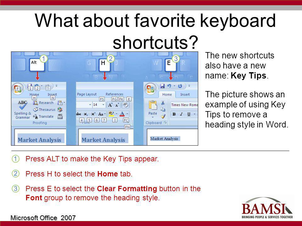 What about favorite keyboard shortcuts. The new shortcuts also have a new name: Key Tips.