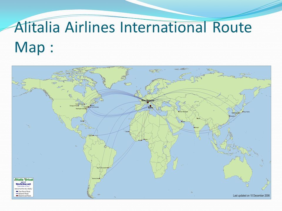 Alitalia Airlines International Route Map :