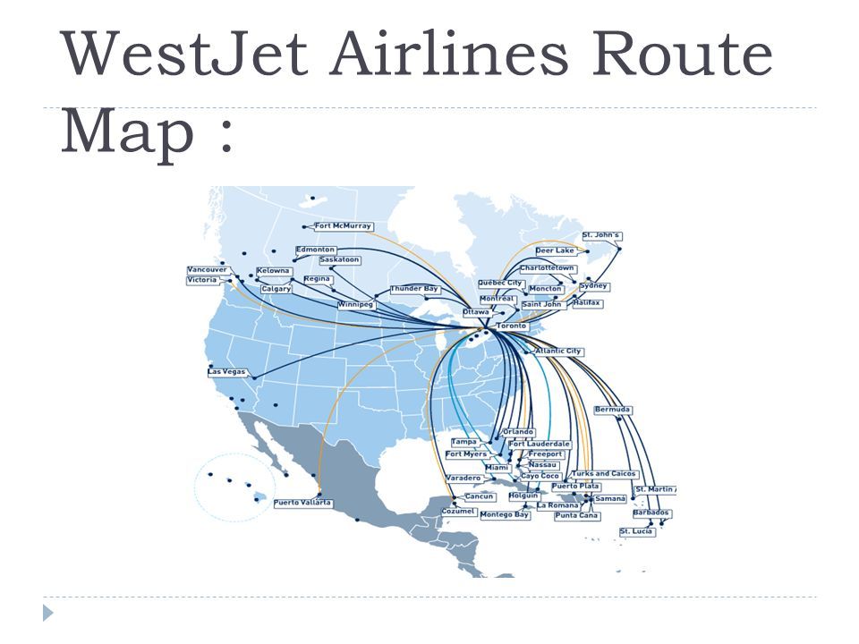 WestJet Airlines Route Map :