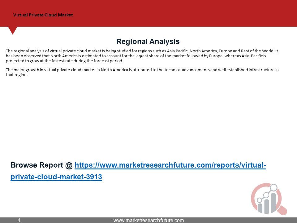 Virtual Private Cloud Market Regional Analysis The regional analysis of virtual private cloud market is being studied for regions such as Asia Pacific, North America, Europe and Rest of the World.
