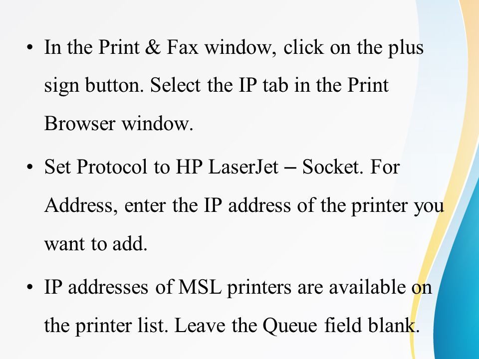 In the Print & Fax window, click on the plus sign button.