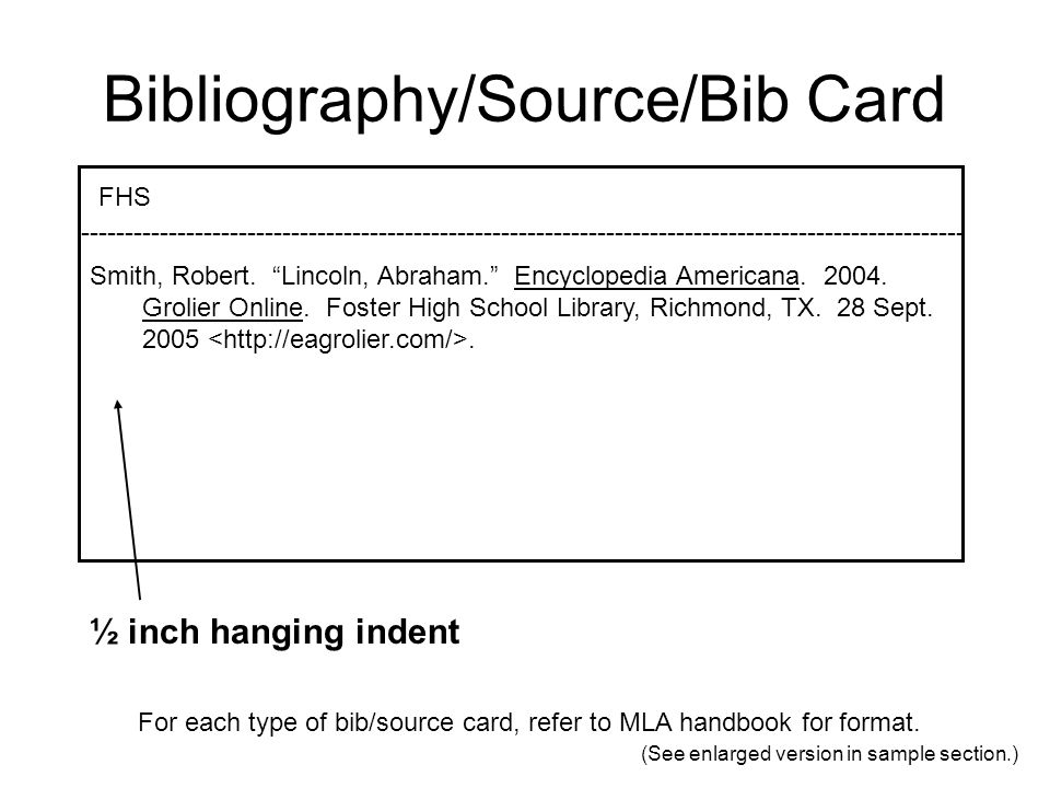 How to write bibliography card