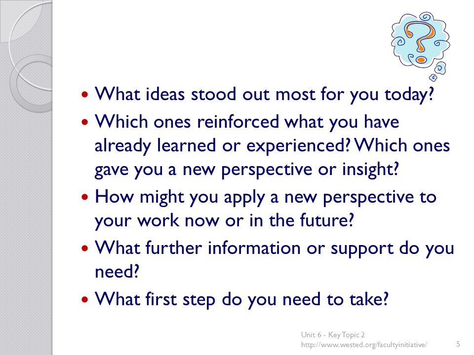 What ideas stood out most for you today.
