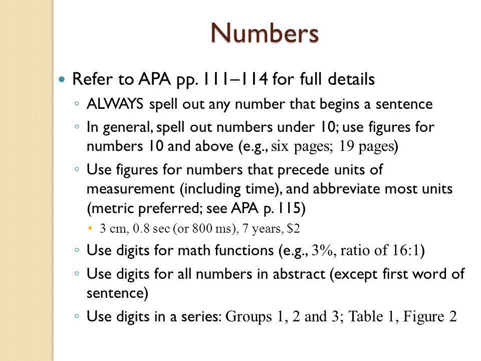 writing numbers in apa