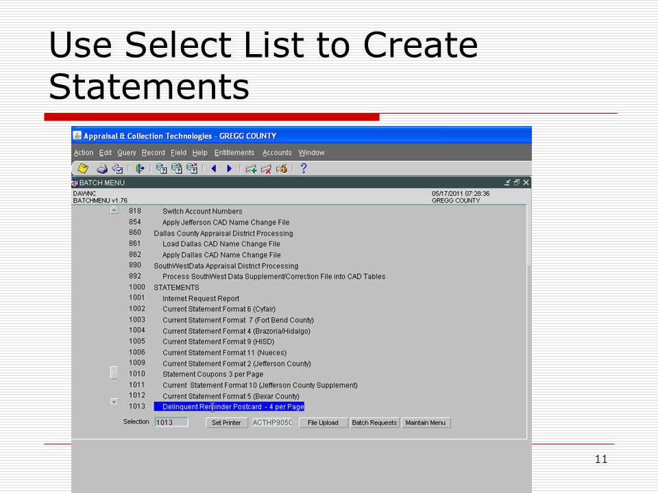 Use Select List to Create Statements 11