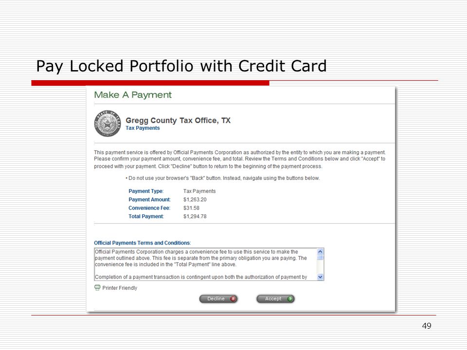 49 Pay Locked Portfolio with Credit Card