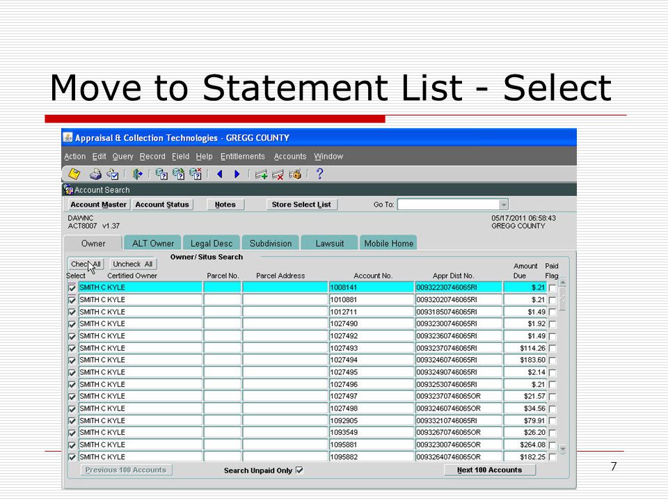 Move to Statement List - Select 7