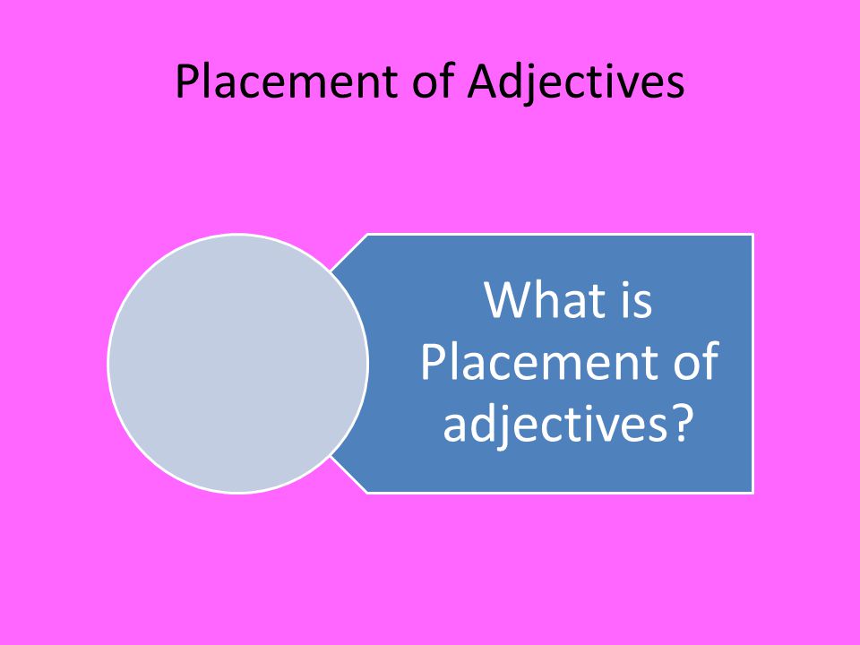 Placement of Adjectives What is Placement of adjectives