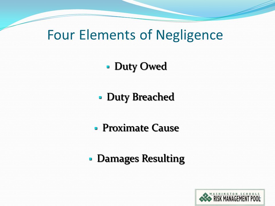 elements of negligence Negligence and colorado state laws there are four elements of negligence that the victim must establish in order to show an entitlement to receive compensation. elements of negligence Negligence and colorado state laws there are four elements of negligence that the victim must establish in order to show an entitlement to receive compensation.