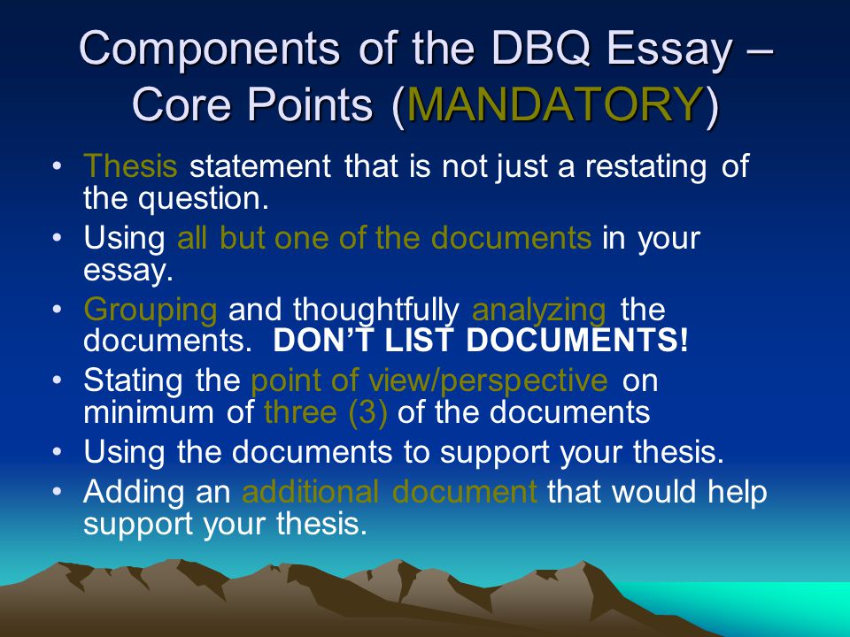 Examples good dbq thesis