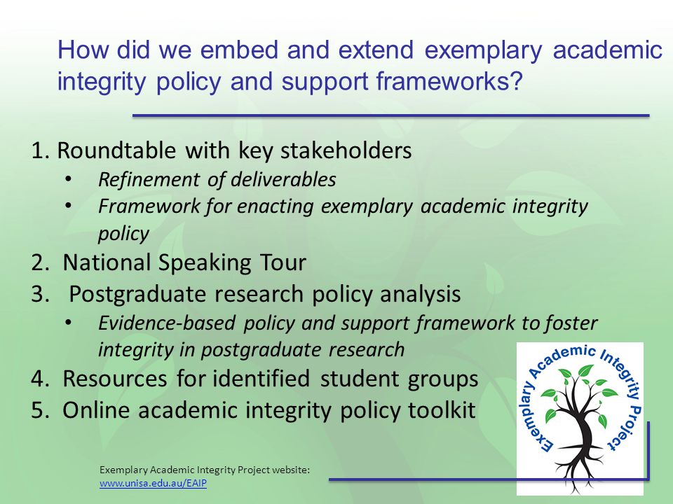 How did we embed and extend exemplary academic integrity policy and support frameworks.