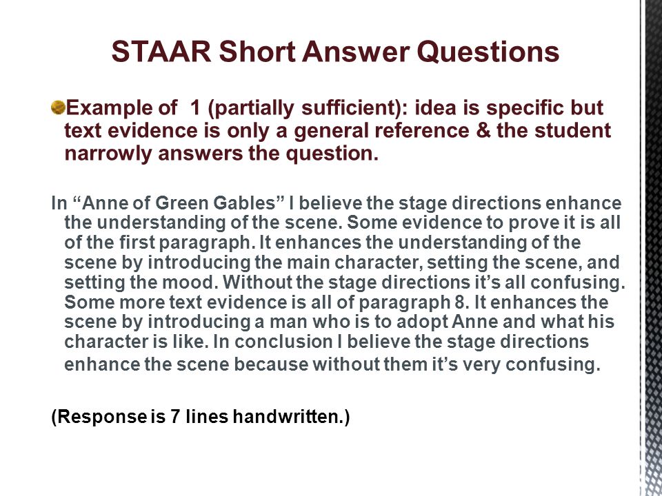 Examples of answers to essay questions