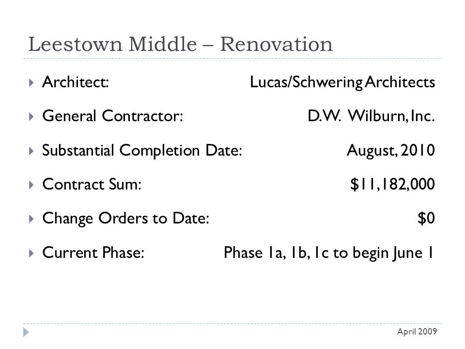 Leestown Middle – Renovation  Architect: Lucas/Schwering Architects  General Contractor: D.W.