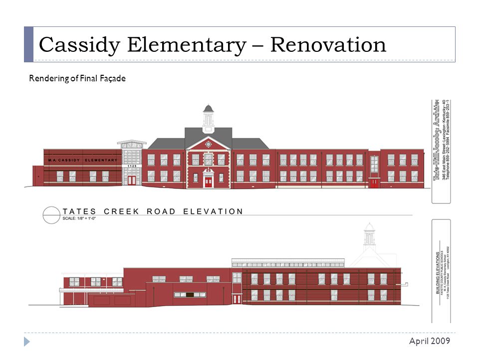 Cassidy Elementary – Renovation Rendering of Final Façade April 2009