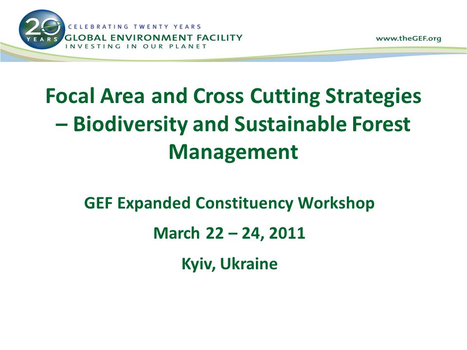 Focal Area and Cross Cutting Strategies – Biodiversity and Sustainable Forest Management GEF Expanded Constituency Workshop March 22 – 24, 2011 Kyiv, Ukraine