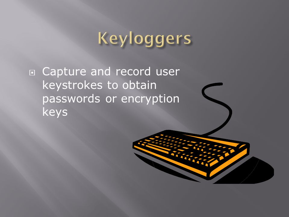  Capture and record user keystrokes to obtain passwords or encryption keys