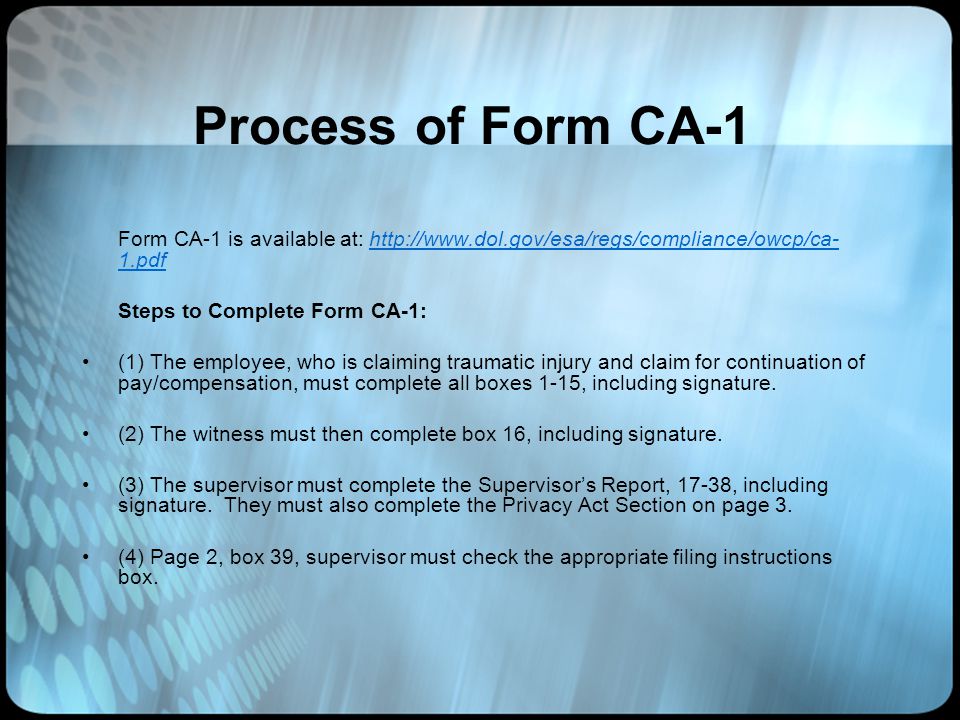 explanation of form ca 1 you must click your mouse press enter or ca 1 form
