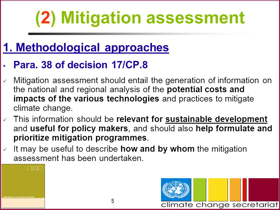 5 (2) Mitigation assessment 1. Methodological approaches  Para.