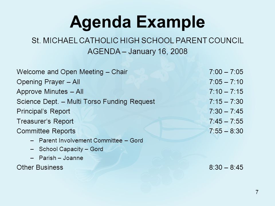 school agenda template