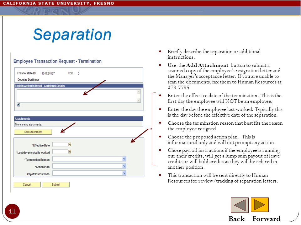 Separation Briefly describe the separation or additional instructions.