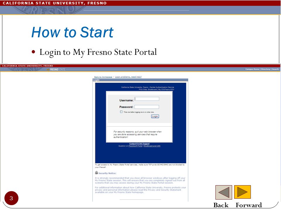 How to Start Login to My Fresno State Portal 3 Back Forward