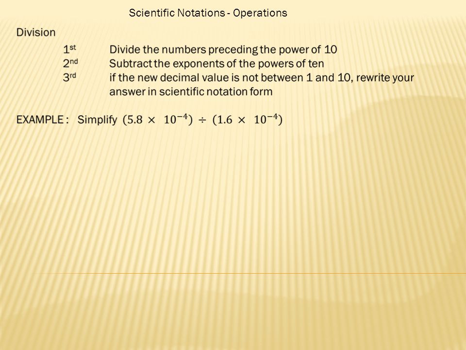 Scientific Notations - Operations