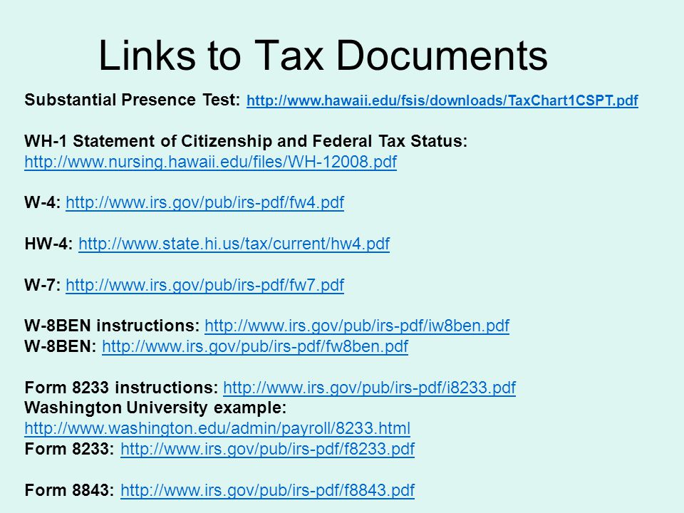 general guidelines of u s hawaii taxes for nonresident aliens hw4 form