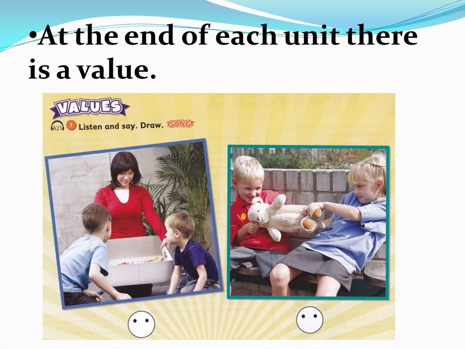 At the end of each unit there is a value.