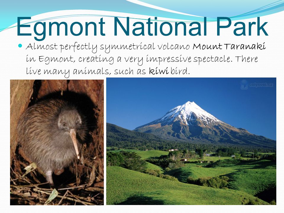 Egmont National Park Almost perfectly symmetrical volcano Mount Taranaki in Egmont, creating a very impressive spectacle.