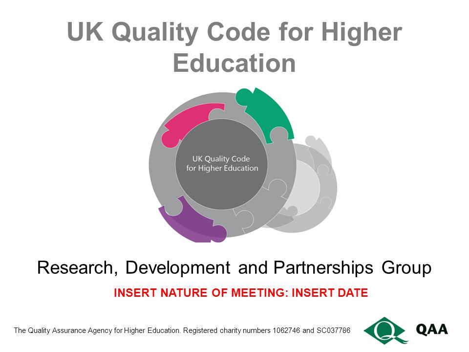 UK Quality Code for Higher Education The Quality Assurance Agency for Higher Education.