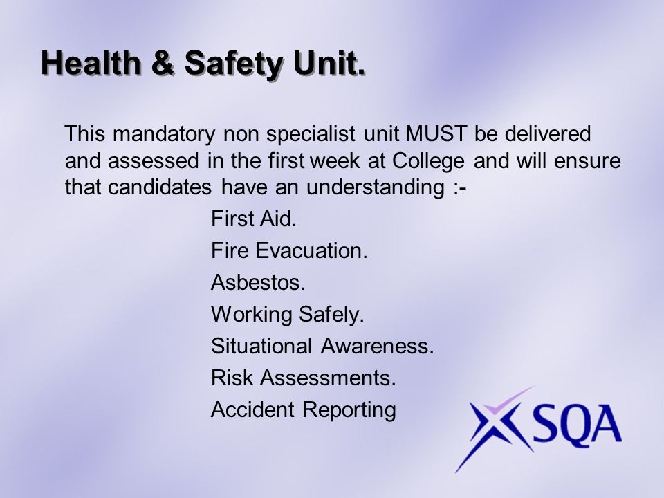 Health & Safety Unit.