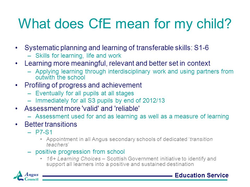 What does CfE mean for my child.