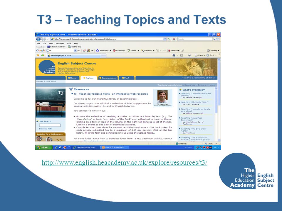 T3 – Teaching Topics and Texts