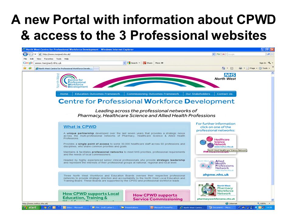 A new Portal with information about CPWD & access to the 3 Professional websites