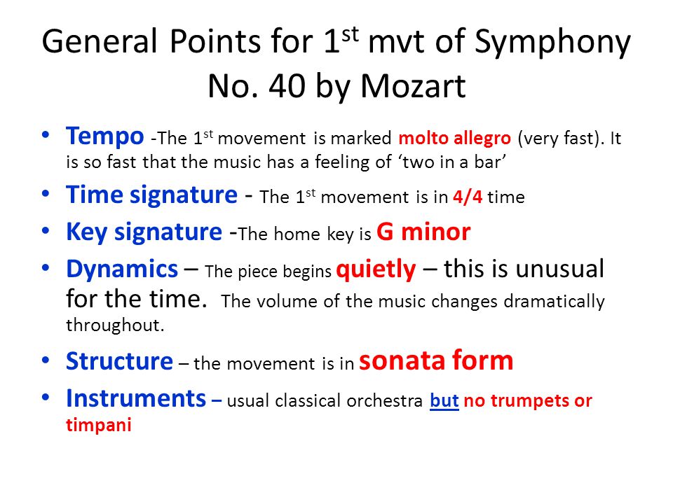 General Points for 1 st mvt of Symphony No.