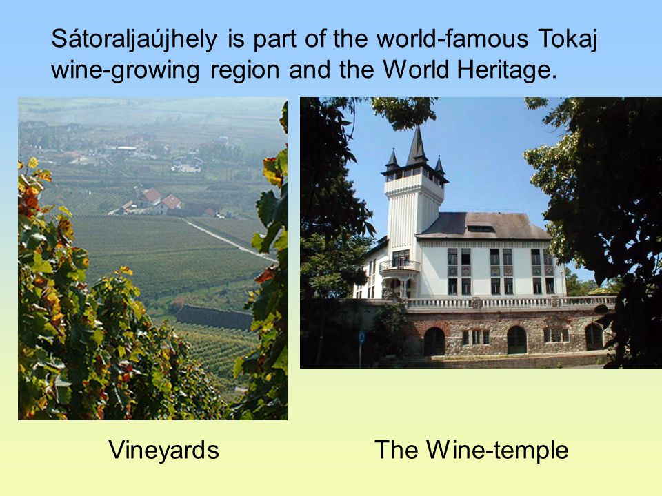 Sátoraljaújhely is part of the world-famous Tokaj wine-growing region and the World Heritage.