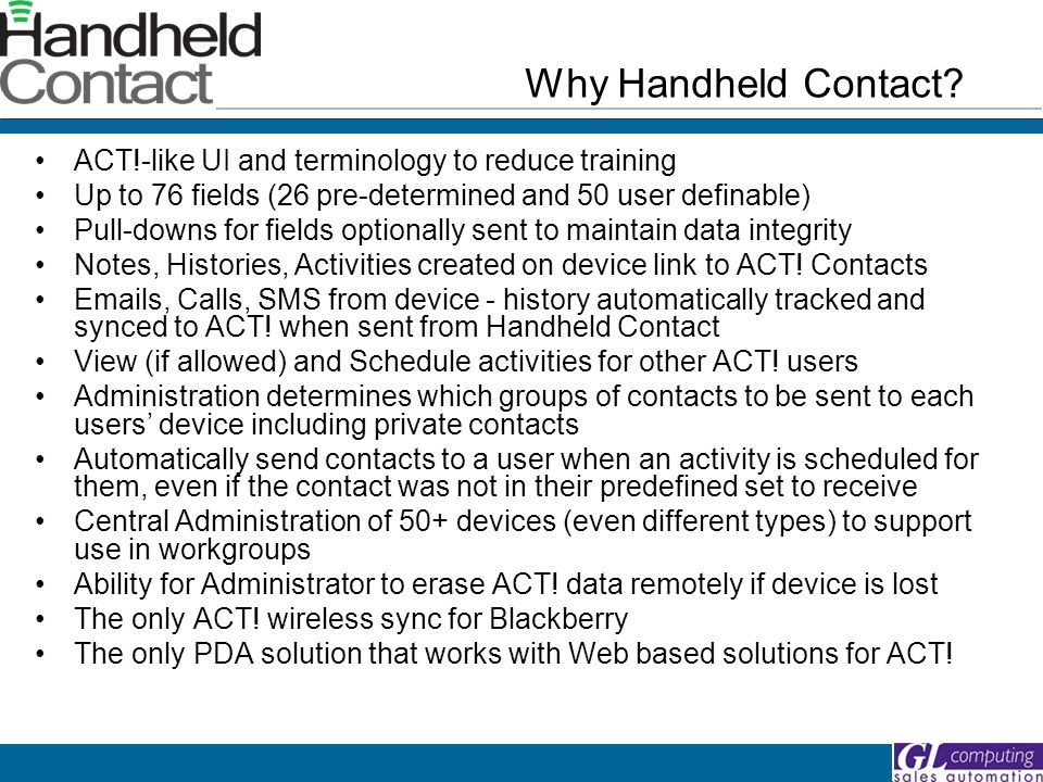 Why Handheld Contact.