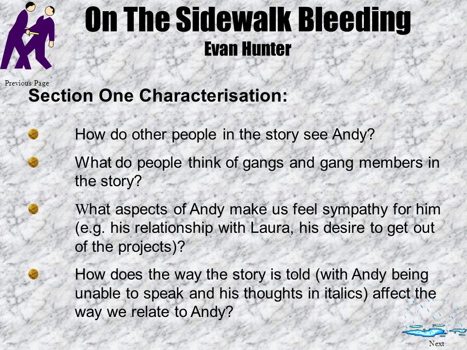 On The Sidewalk Bleeding Essay