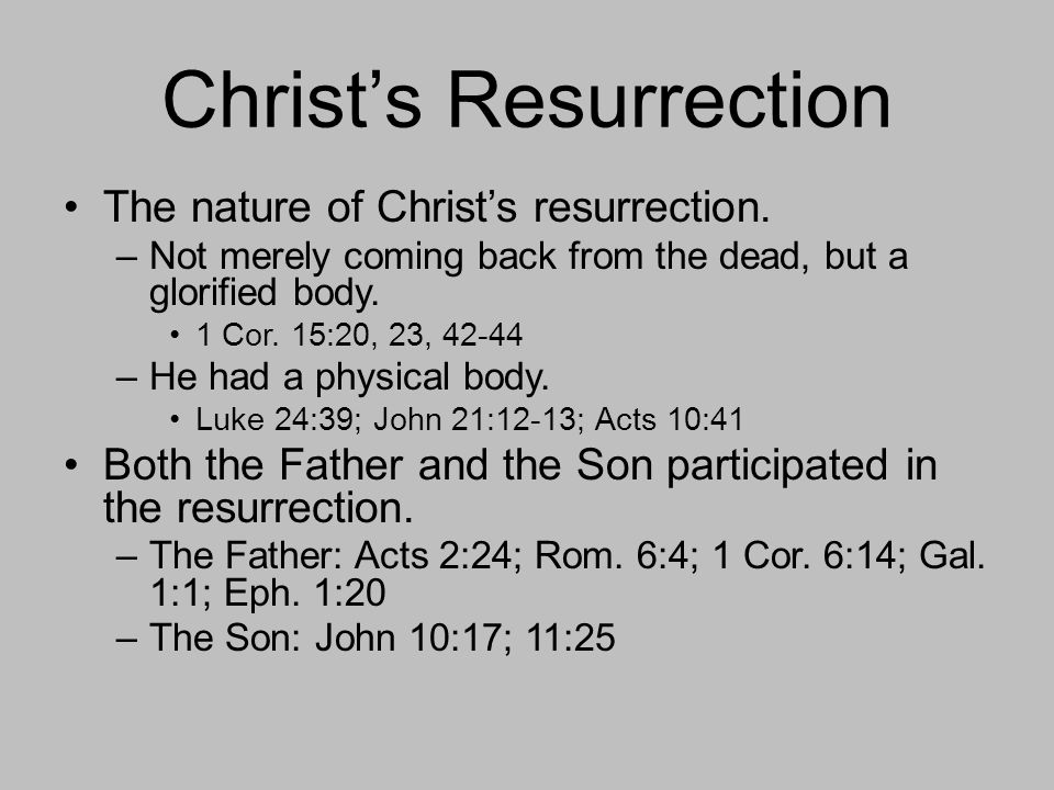 Christ’s Resurrection The nature of Christ’s resurrection.
