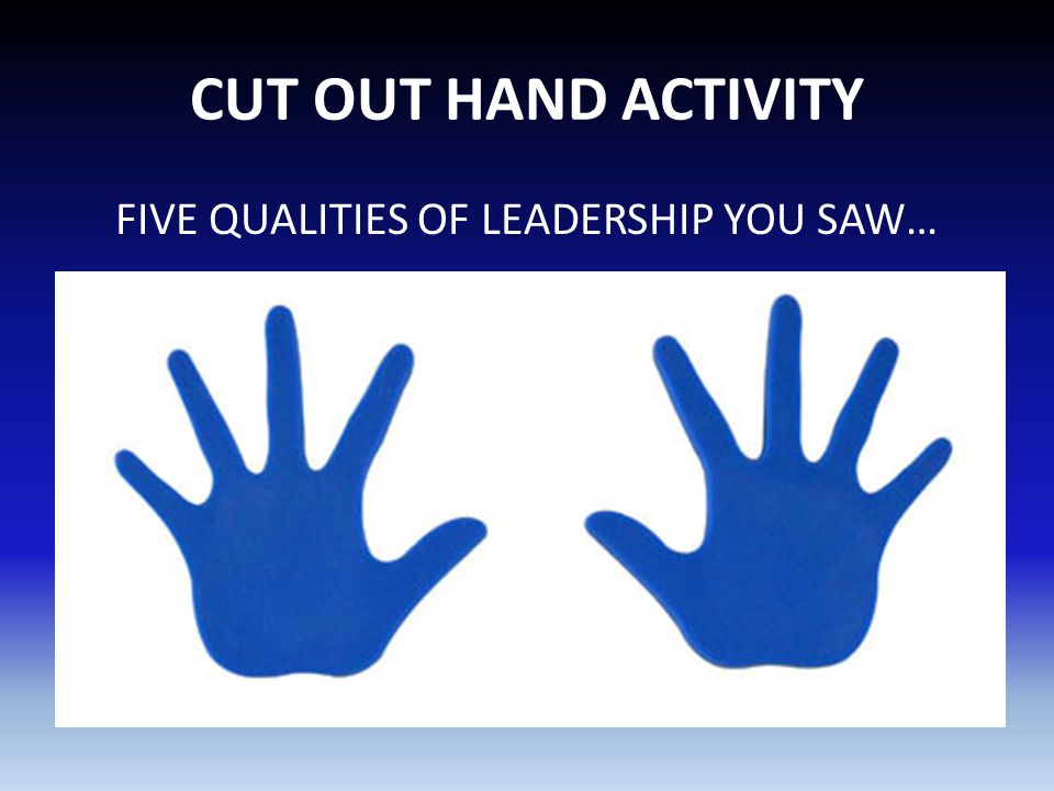 CUT OUT HAND ACTIVITY FIVE QUALITIES OF LEADERSHIP YOU SAW…