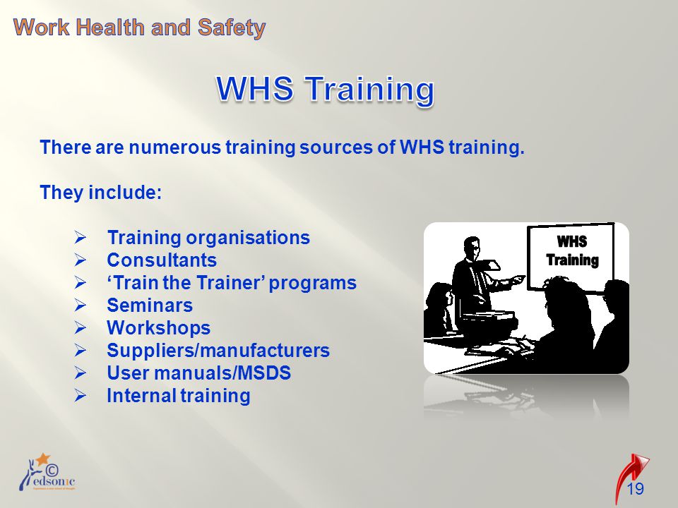 There are numerous training sources of WHS training.