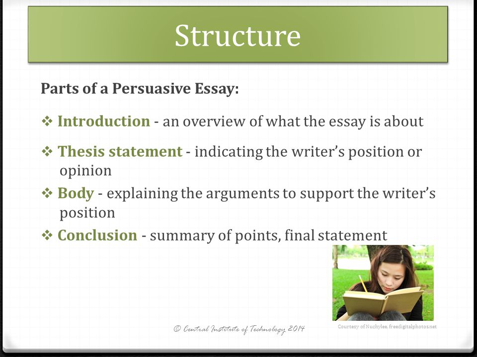 Key elements in a persuasive essay