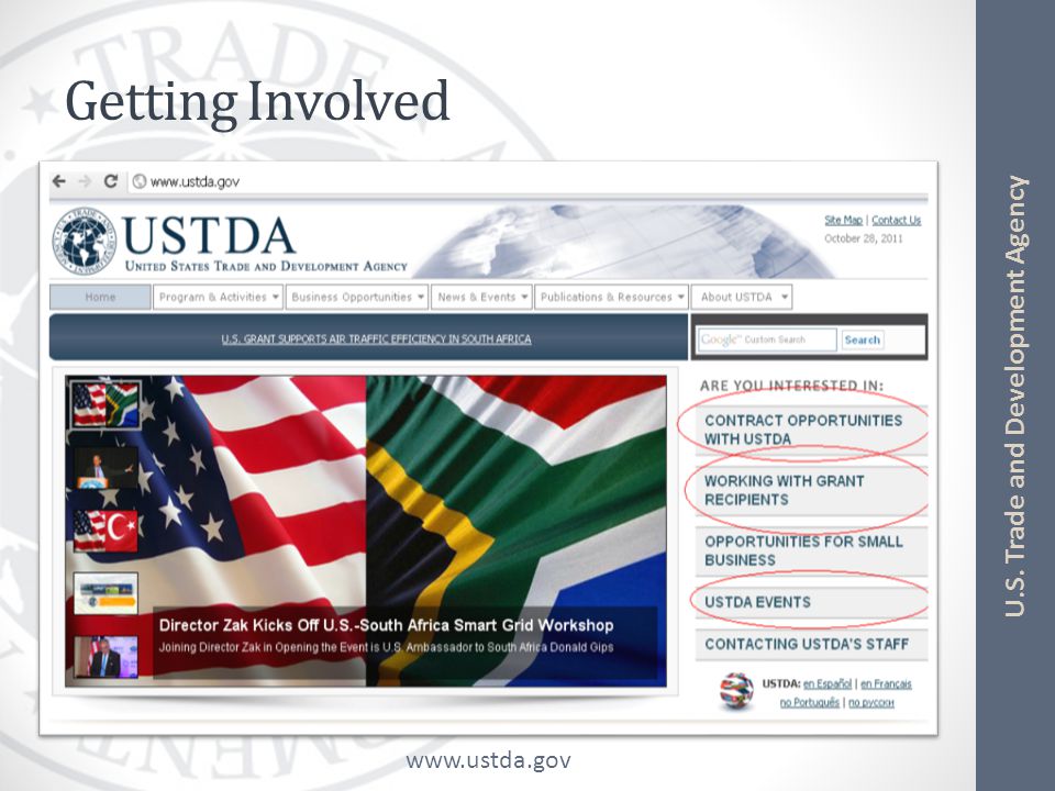 U.S. Trade and Development Agency Getting Involved